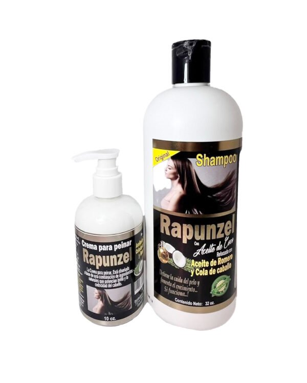 Set Rapunzel – Shampoo y Crema para Peinar con Coco, Romero y Cola de Caballo | Fortalecimiento y Crecimiento Capila