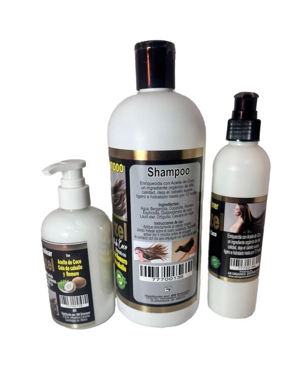 Set Rapunzel Orgánico con Aceite de Coco, Romero y Cola de Caballo – Shampoo, Leave-In y Crema de Peinar para Crecimiento Capilar Natural, Sin Minoxidil - Image 4