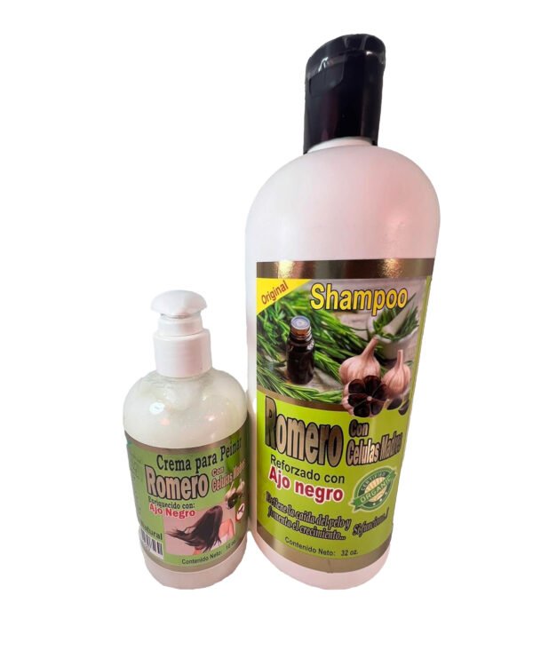 Natural Hair Growth Set: Rosemary Black Garlic Shampoo 32oz & Styling Cream 16oz