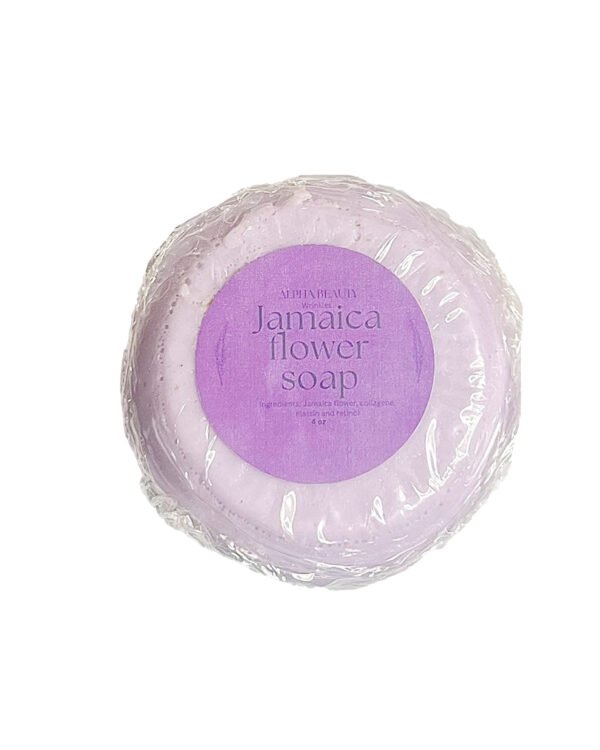 Anti-Aging Jamaica Flower Soap - Collagen, Elastin, Retinol - Alpha Beauty, 4oz, Purple