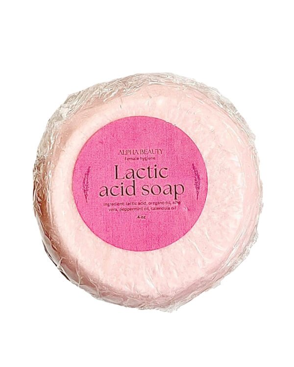 Alpha Beauty Lactic Acid Intimate Soap - Organic Oils, Aloe, Peppermint, Calendula - Gentle pH Balance, 4oz, Pink