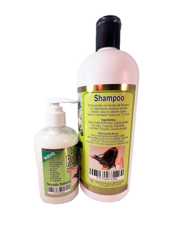 Natural Hair Growth Set: Rosemary Black Garlic Shampoo 32oz & Styling Cream 16oz - Image 2